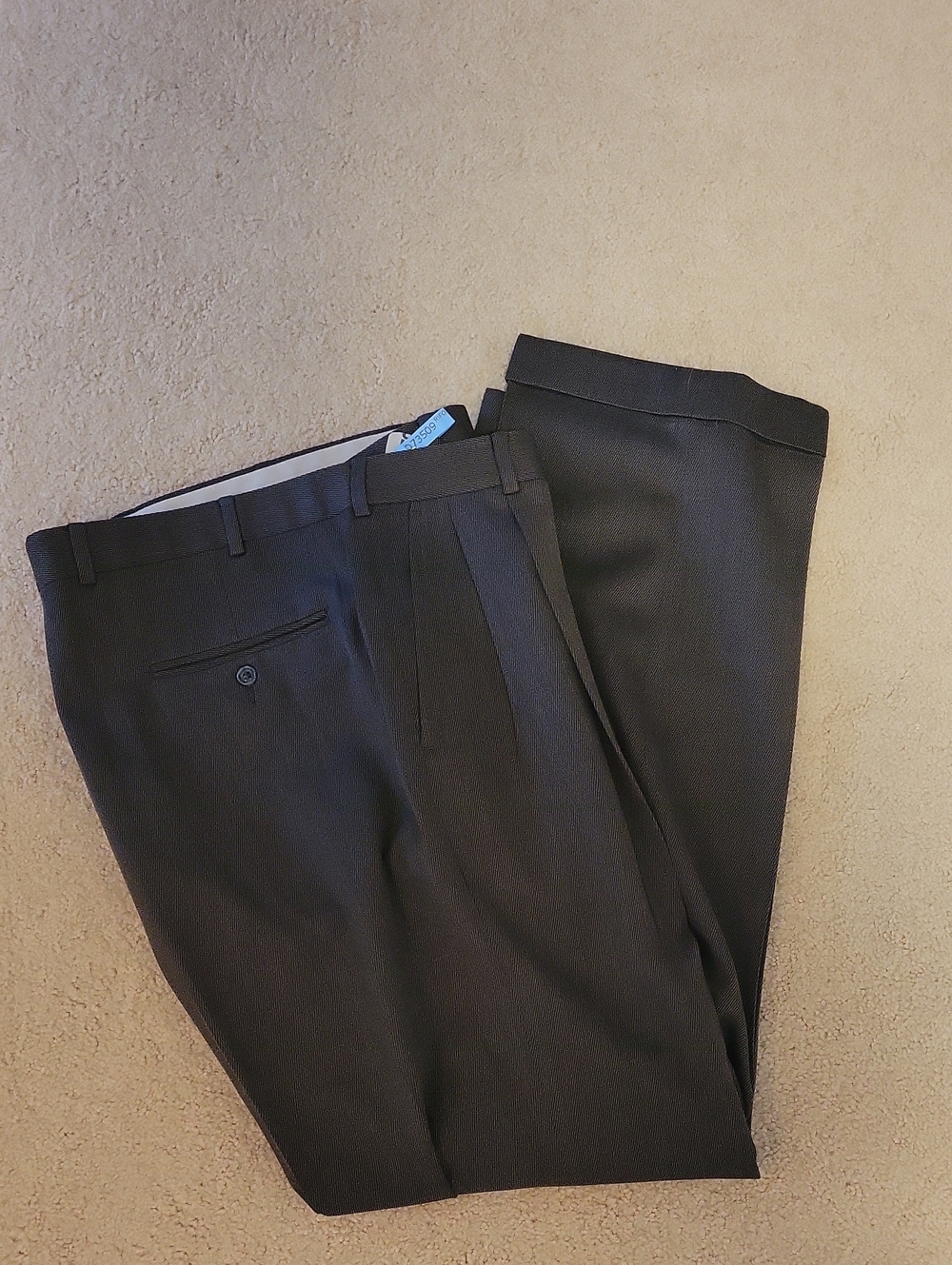 Brooks 346 Men's Pants Charcoal Pleats And Cuffs